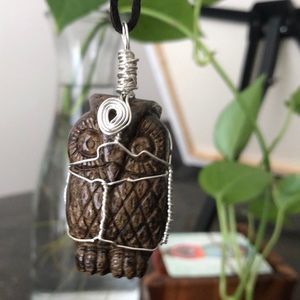 Free w/ purchase Wire wrapped owl crystal pendant